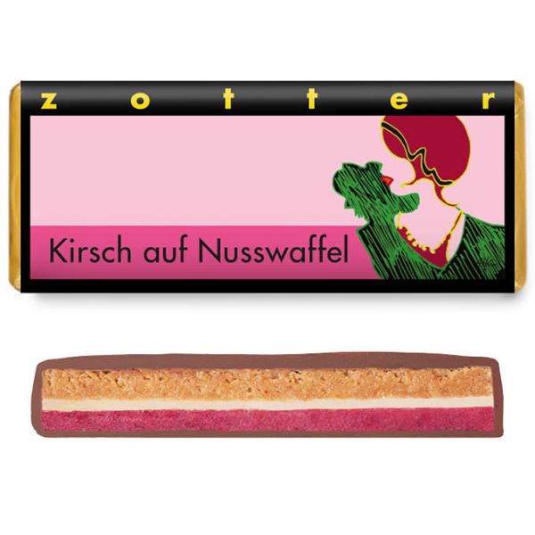 Kirsch auf Nusswaffel