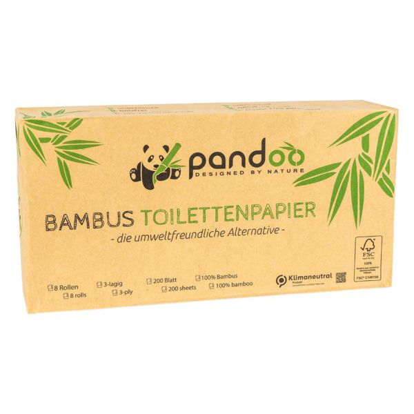 Bambus Toilettenpapier ungebleicht 3-lagig 8 Rollen